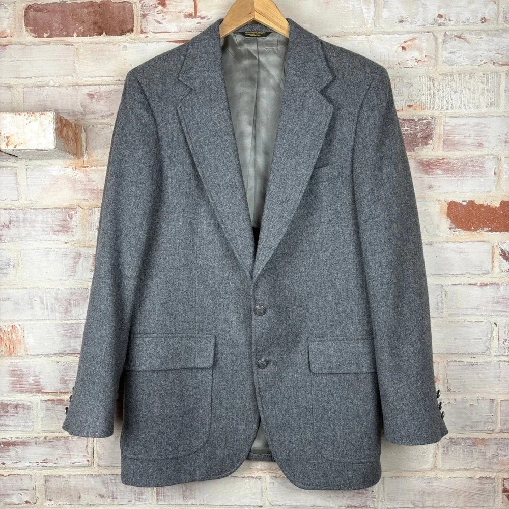 Adams Row 100% Wool Blazer 46R Gray Ivy League Classic‎ Menswear Old Money